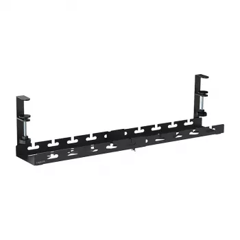 LOGILINK KAB0094 Organizer na kable pod biurko, montaż zaciskowy, rozsuwany, metalowy, czarny