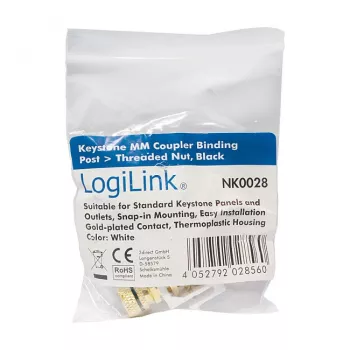 LogiLink Moduł keystone z zaciskiem głośnikowym z nakrętką gwintowaną, czarny