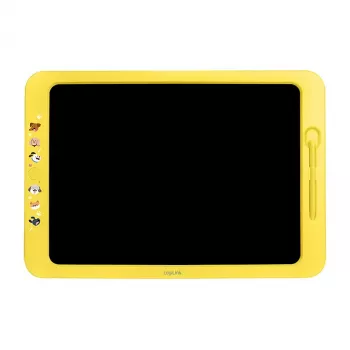 LogiLink LCD Writing Tablet 19 cm, Yellow – Reusable Multi-Colour Drawing Board with Erase & Lock