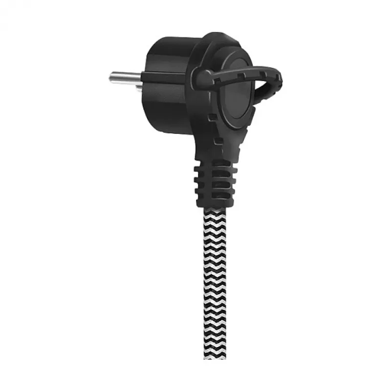LogiLink LPS104 Przedłużacz zasilający, CEE 7/7 na CEE 7/3, plecionka tekstylna, czarno-szary, 3 m
