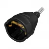 LogiLink LPS104 Przedłużacz zasilający, CEE 7/7 na CEE 7/3, plecionka tekstylna, czarno-szary, 3 m