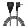 LogiLink LPS104 Przedłużacz zasilający, CEE 7/7 na CEE 7/3, plecionka tekstylna, czarno-szary, 3 m