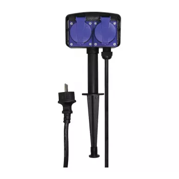 Logilink LPS214 Listwa zasilająca, 2 gniazda bezpieczne, IP44, kolec do ziemi, kabel 2 m