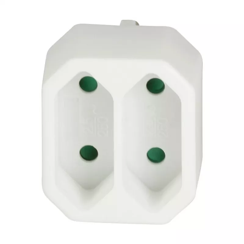 LogiLink LPS218 Adapter wtyczki europejskiej z 2 gniazdami, biały