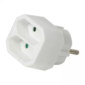 LogiLink LPS218 Adapter wtyczki europejskiej z 2 gniazdami, biały