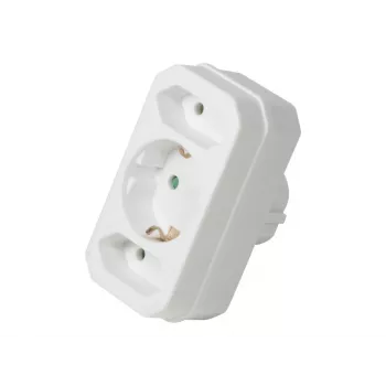 LogiLink LPS221 Adapter Schuko na 2x Euro + 1x gniazdo bezpieczne, biały, 16 A, 250 V, 3680 W, zabezpieczenie dziecięce