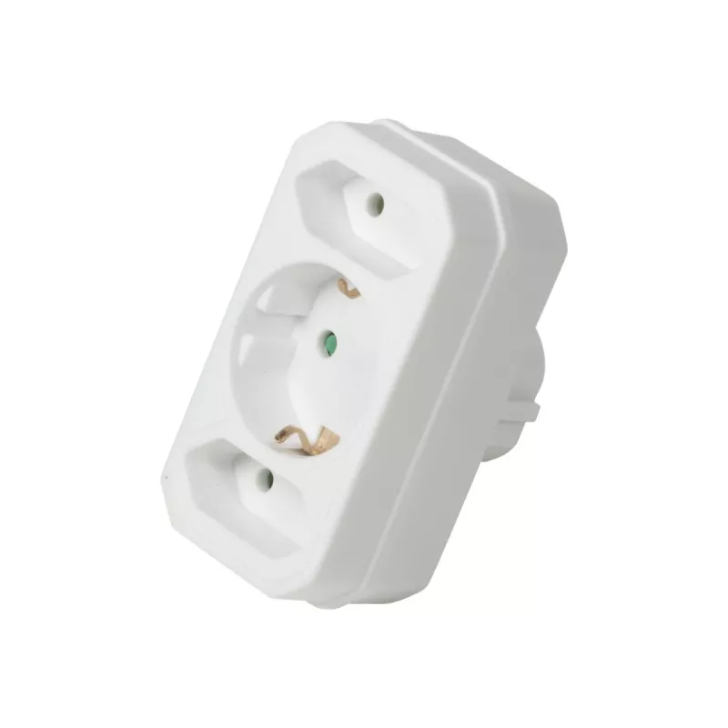 LogiLink LPS221 Adapter Schuko na 2x Euro + 1x gniazdo bezpieczne, biały, 16 A, 250 V, 3680 W, zabezpieczenie dziecięce