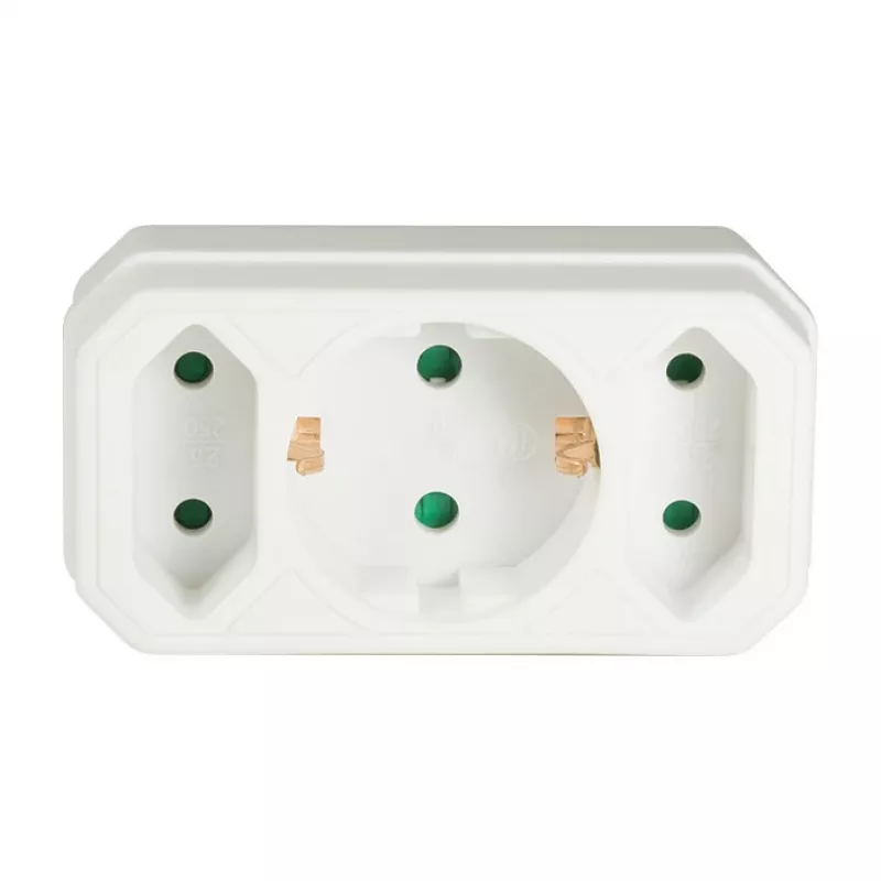 LogiLink LPS221 Adapter Schuko na 2x Euro + 1x gniazdo bezpieczne, biały, 16 A, 250 V, 3680 W, zabezpieczenie dziecięce