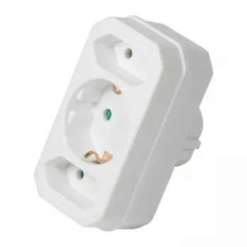 LogiLink LPS221 Adapter Schuko na 2x Euro + 1x gniazdo bezpieczne, biały, 16 A, 250 V, 3680 W, zabezpieczenie dziecięce