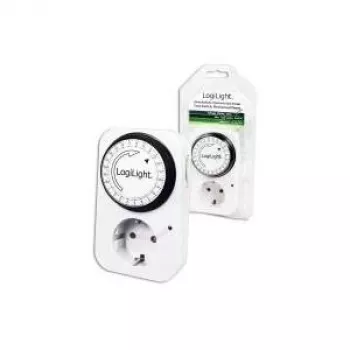 LogiLink Mechaniczny Wyłącznik Czasowy ET0001, Programowalny Dzienny, 16 A, 3680 W, Ochrona Dzieci, Biały