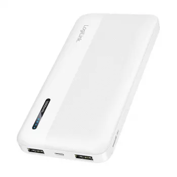 Logilink Mobile Power Bank, LiPo, 10000 mAh, USB-C in/out, Biały