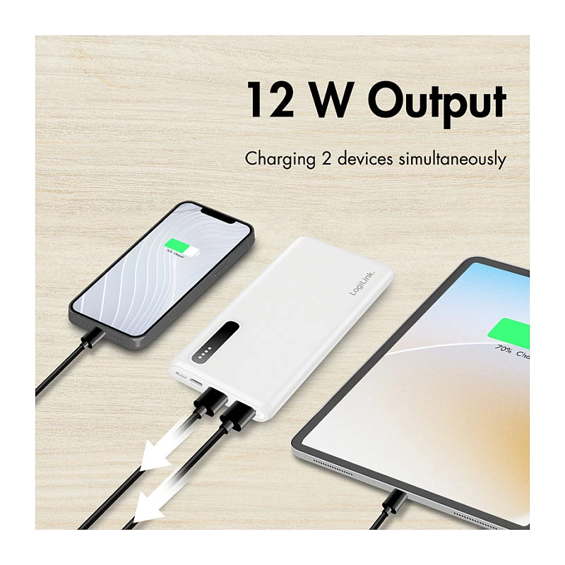 Logilink Mobile Power Bank, LiPo, 8000 mAh, biały
