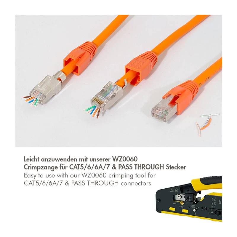 LogiLink Wtyk modułowy RJ45 Cat.6A STP Pass Through, 10 szt.