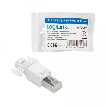 LogiLink Wtyk modułowy RJ45 Cat.6A, UTP, beznarzędziowy, biały