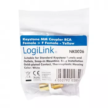LogiLink NK0026 Moduł Keystone RCA żeński na F żeński, żółty