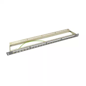 LogiLink NK4039 Keystone Patch Panel, 24 Porty, 0.5U, Ekranowany, Szary - Montaż do szafy 19 cali