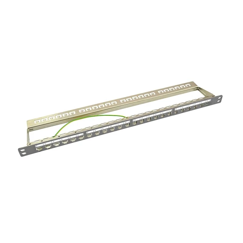 LogiLink NK4039 Keystone Patch Panel, 24 Porty, 0.5U, Ekranowany, Szary - Montaż do szafy 19 cali