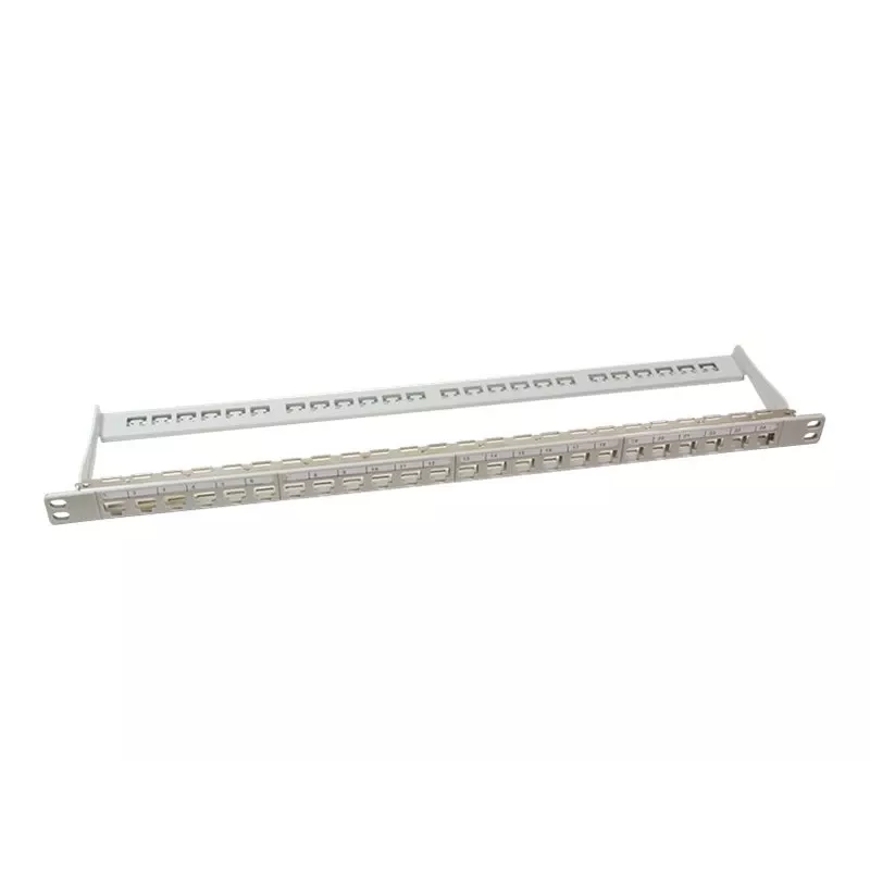 LogiLink NK4039 Keystone Patch Panel, 24 Porty, 0.5U, Ekranowany, Szary - Montaż do szafy 19 cali