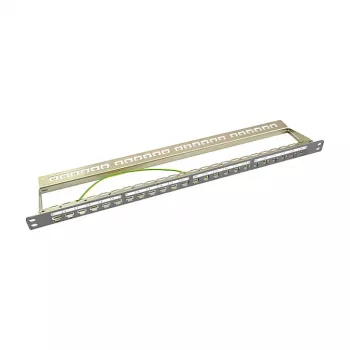 LogiLink NK4039 Keystone Patch Panel, 24 Porty, 0.5U, Ekranowany, Szary - Montaż do szafy 19 cali