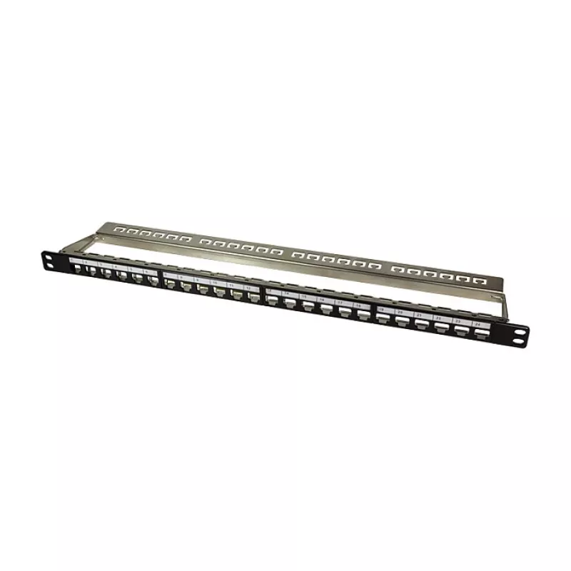 LogiLink NK4040 24-portowy ekranowany panel krosowy keystone, 0.5U, czarny