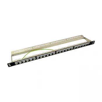 LogiLink NK4040 24-portowy ekranowany panel krosowy keystone, 0.5U, czarny