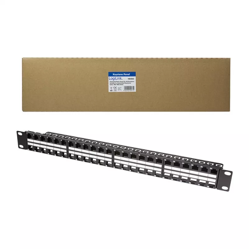 LogiLink NK4045 Keystone Panel krosowy 1U 48 portów nieekranowany czarny