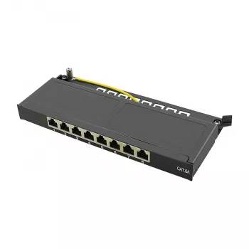 LogiLink NP0064B Panel krosowy biurkowy, 8 portów Cat6A STP, 0,5 HE, czarny
