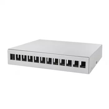 LOGILINK NP0094 Skrzynka punktu konsolidacyjnego 12-portowa, montaż na biurko/ścianę/szynę DIN, jasnoszara