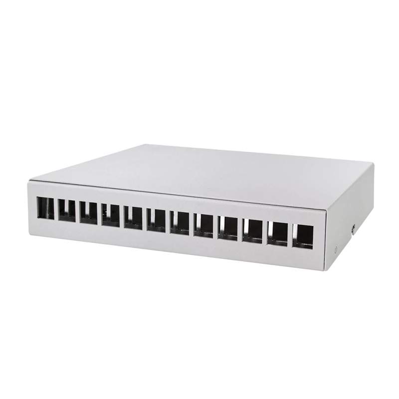 LOGILINK NP0094 Skrzynka punktu konsolidacyjnego 12-portowa, montaż na biurko/ścianę/szynę DIN, jasnoszara