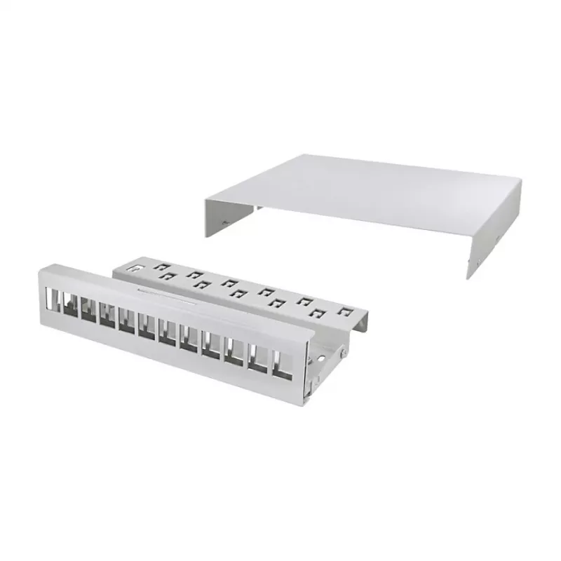 LOGILINK NP0094 Skrzynka punktu konsolidacyjnego 12-portowa, montaż na biurko/ścianę/szynę DIN, jasnoszara