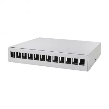 LOGILINK NP0094 Skrzynka punktu konsolidacyjnego 12-portowa, montaż na biurko/ścianę/szynę DIN, jasnoszara
