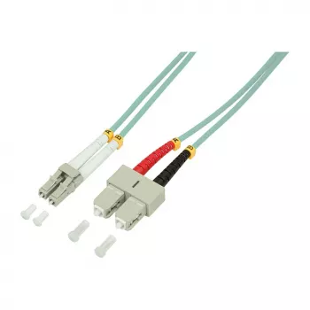 LogiLink OM3 LC/SC Duplex światłowodowy kabel krosowy wielomodowy, 10m, Aqua, LSZH