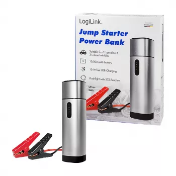 Logilink PA0266 Rozrusznik samochodowy i power bank, 10000 mAh, 12V/400A Peak, USB-C PD, latarka LED