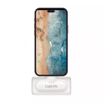 LogiLink PA0349W Powerbank mobilny, 5000 mAh, LiPo, wbudowana składana wtyczka USB-C i port USB-C, biały