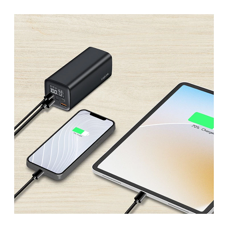 Logilink PA0350 Przenośna ładowarka 20 000 mAh, 65 W PD i QC 3.0, czarna