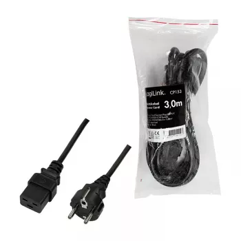 Logilink Power Cable, CEE 7/7 do IEC C19, czarny, 3 m