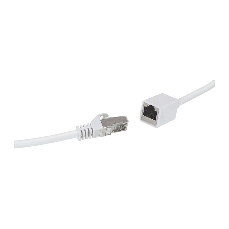 LogiLink Professional CAT 6a S/FTP kabel krosowy przedłużający, RJ-45 męski na żeński, 1 m, biały, LSZH, bez zaczepów