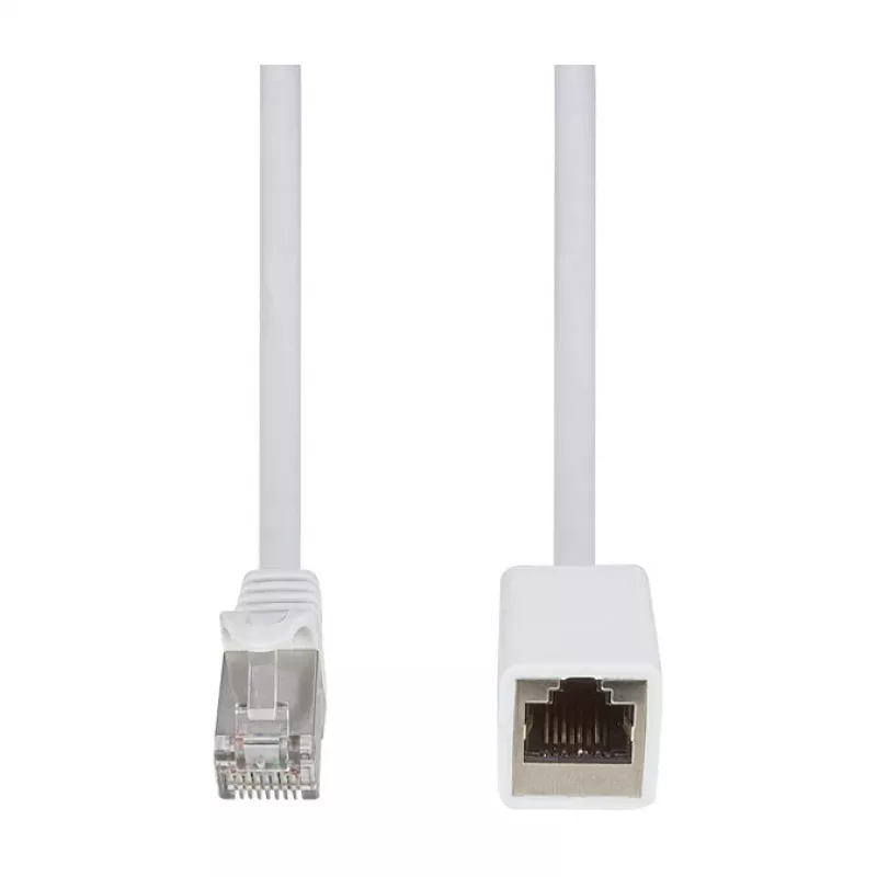LogiLink Professional CAT 6a S/FTP kabel krosowy przedłużający, RJ-45 męski na żeński, 1 m, biały, LSZH, bez zaczepów