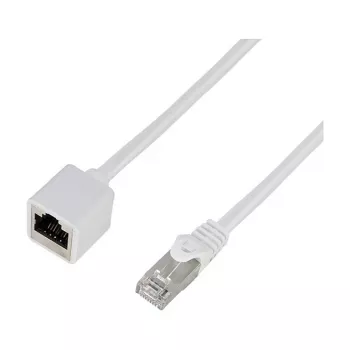 LogiLink Professional CAT 6a S/FTP kabel krosowy przedłużający, RJ-45 męski na żeński, 1 m, biały, LSZH, bez zaczepów