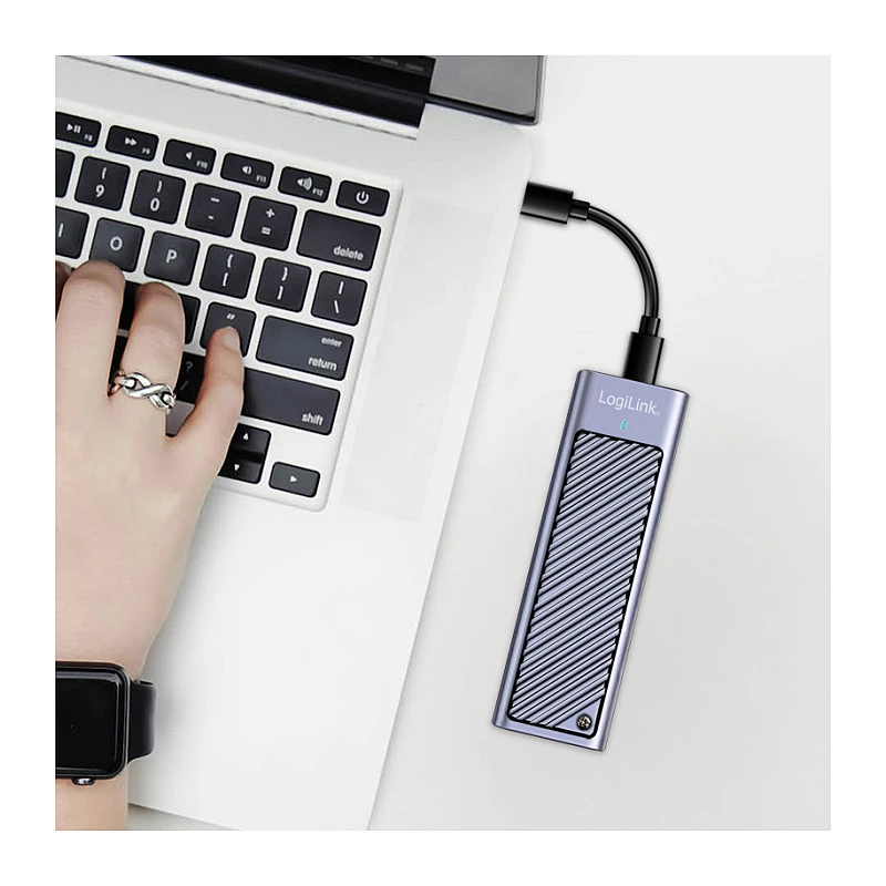 LogiLink UA0435 Obudowa na dysk SSD USB 3.2 Gen 2x2, M.2 NVMe/SATA, USB-C, 20 Gb/s, szara