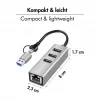 Logilink UA0440 Hub USB 3.2 Gen 1 z 3 portami i adapterem Gigabit Ethernet, złącza USB-C i USB-A, aluminiowy