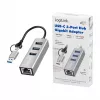 Logilink UA0440 Hub USB 3.2 Gen 1 z 3 portami i adapterem Gigabit Ethernet, złącza USB-C i USB-A, aluminiowy