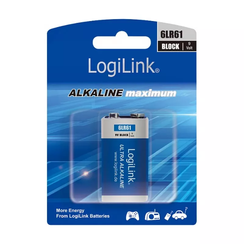 Bateria alkaliczna LogiLink Ultra Power 9V, blister 1 szt.