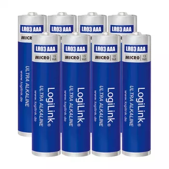 LogiLink Ultra Power Alkaliczne baterie AAA, 8 sztuk, 1,5 V, długotrwała moc, bez rtęci