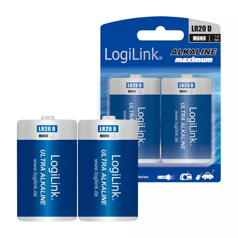 LogiLink Ultra Power bateria alkaliczna D LR20 blister 2 szt.