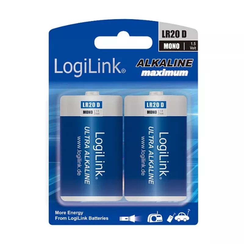 LogiLink Ultra Power bateria alkaliczna D LR20 blister 2 szt.