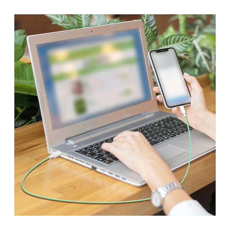 LogiLink Kabel USB 2.0 Type-C, A/M na C/M, 480 Mbps, 60W, nylon, zielony, 0.5 m
