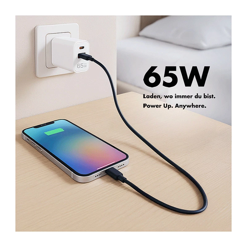 Logilink Ładowarka USB-A/C 65 W GaN, 1x USB-A (QC), 1x USB-C (PD), biała
