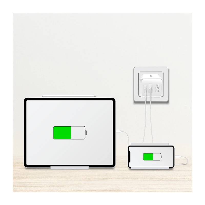 Logilink Ładowarka USB-A/C 65 W GaN, 1x USB-A (QC), 1x USB-C (PD), biała
