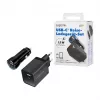 Logilink Zestaw ładowarek USB-A/C, 15 W, 1x USB-A, 1x USB-C, Czarny